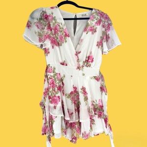 Blush Floral Mini Dress - White and Pink
